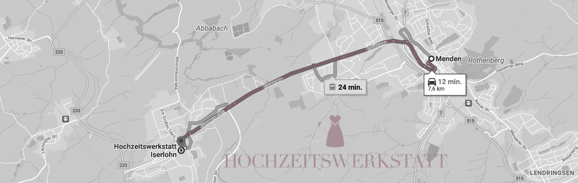 Anfahrt/Map Menden - Hochzeitswerkstatt Iserlohn